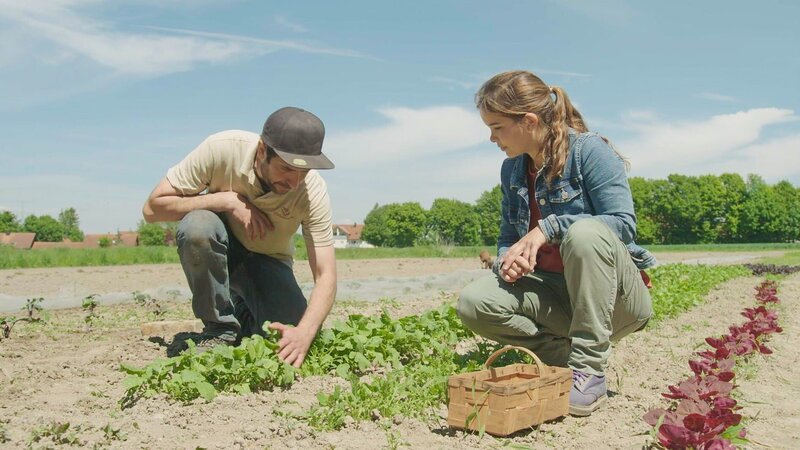 Anna und Mogli können die ersten Radieschen ernten. – Bild: BR/​TEXT+BILD Medienproduktion GmbH & Co. KG
