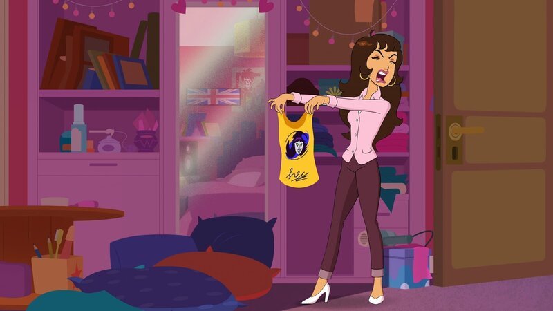 Wendys Lieblings-T Shirt ist in die Hände ihrer Mutter geraten. Gefahr in Verzug, denn die Unterschrift ihres Lieblingssängers würde eine Wäsche nicht überstehen. – Bild: NDR/​Bamboo Production/​Samka Productions