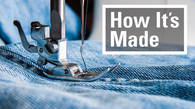 Sewing machine and blue jeans fabric. – Bild: keira01