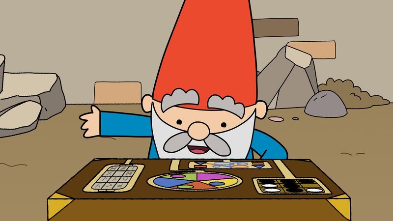 Die Helden sind durch ein Portal zur Burg des Rätselmeisters transportiert worden. Dort steht eine Rätselkiste, die Herberts Ehrgeiz herausfordert. Nur wenn es ihm gelingt alle Rätsel zu lösen, kann er angeblich alle befreien. – Bild: ZDF/​Tiger Aspect Kids & Family Limited, Movimenti Production, Zodiak Kids & Family France and Monello Productions