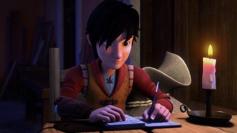 Leo schreibt wie immer spiegelverkehrt. – Bild: hr/​ Grupo Alcuni