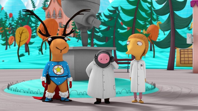 Super-Edgar zieht Doktor Maulwurf wegen der Schluackauf-Epidemie zu Rate. – Bild: NDR/​Autour de Minuit Productions/​France Télvisions/​Borderline Films