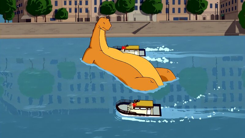 „Tom“, „Tom in Paris.“ Auch in Paris wird Tom seine Verfolger nicht los. Sie haben einen Sender an seinem Körper befestigt. Jetzt weiß Mr. Carter immer, wo sich der Dinosaurier befindet. – Bild: ORF