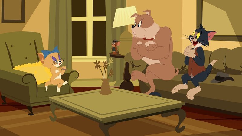 Spikes (2.v.r.) Knochen wurden geklaut. Tom und Jerry sollen herausfinden, wer der Täter ist. Doch was hat Toodles (l.) mit der Sache zu tun? – Bild: Warner Bros. Entertainment I Spikes (2.v.r.) Knochen wurden geklaut. Tom und Jerry sollen herausfinden, wer der Täter ist. Doch was hat Toodles (l.) mit der Sache zu tun? – Bild: Warner Bros. Entertainment I