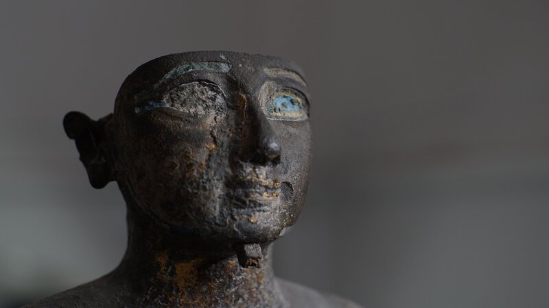 Statue des Gottes Osiris aus dem Ägyptischen Museum, Kairo. – Bild: ZDF und Windfall Films.