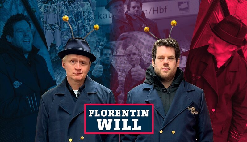 In der heutigen Kurzstrecke wird Pierre M. Krause (li.) überrascht. Aber wer will ihn überraschen? Will Smith, Willis, Bruce? Nein! Florentin Will! Im Podcast-Ufo hat Florentin mit Stefan Titze schon mehrmals über ihre Pläne der GO gesprochen. – Bild: SWR/​dibido /​ ZDF