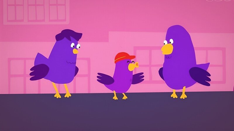 Fieps mit seinen Eltern. Er will endlich los zum abendlichen Spazierflug. – Bild: rbb/​mdr/​bigchild /​ KiKA