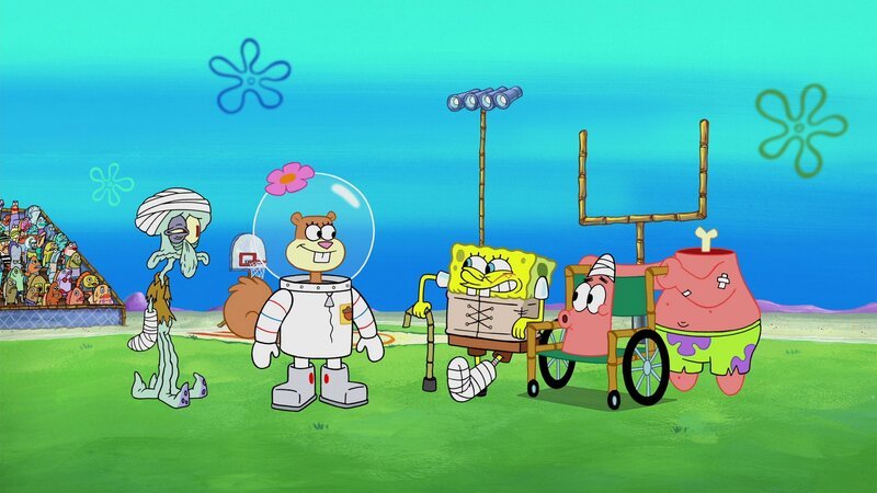 L-R: Squidward, Sandy, SpongeBob, Patrick – Bild: ViacomCBS