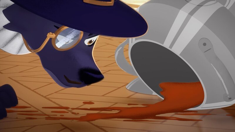 Ein königliches Mahl ist den Hunden Diane, Tane und Ponne schlecht bekommen. Wurden seine Schwestern vergiftet? Belfort muss das Geheimnis schnell lüften! – Bild: SWR/​Ellipse Anime Productions/​Belvision/​Dargaud Media/​RTBF
