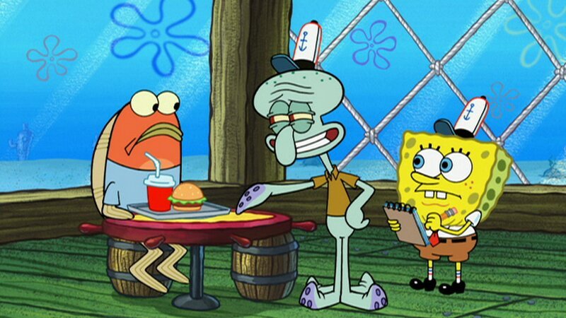 Squidward (m.), SpongeBob (r.) – Bild: ViacomCBS