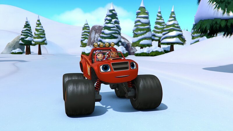 Unten: Blaze. Oben, l-r: Gabby, AJ – Bild: Nickelodéon Junior