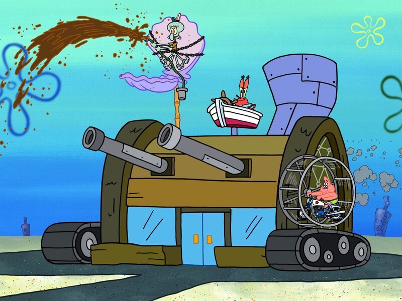 v.li.: Squidward, Mr. Krabs, Patrick – Bild: Paramount