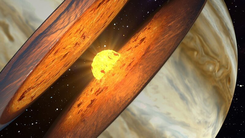 Die NASA-Raumsonde Juno ermöglicht es den Astronomen herauszufinden, woher Jupiter seine gigantische Energie bezieht. – Bild: Windfall Films Ltd./​ WeltN24 GmbH