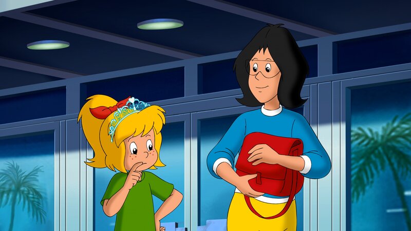 Bibi und Karla Kolumna rekonstruieren den Tatverlauf noch einmal ganz genau. – Bild: Kiddinx-Berlin /​ ZDF