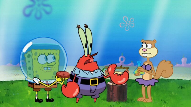 L-R: SpongeBob, Mr. Krabs, Sandy – Bild: ViacomCBS