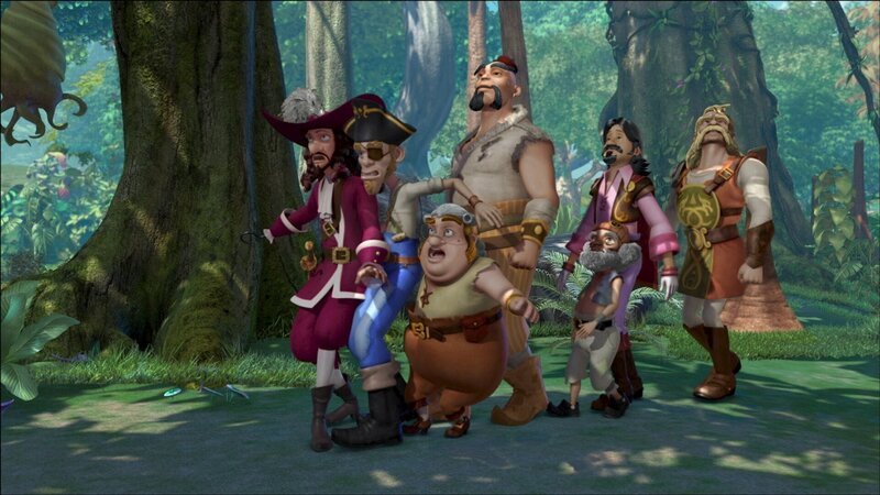 Captain Hook und seine Piraten sind ausnahmsweise mal nicht zu Wasser, sondern zu Fuß unterwegs. – Bild: ZDF/​DQ Entertainment