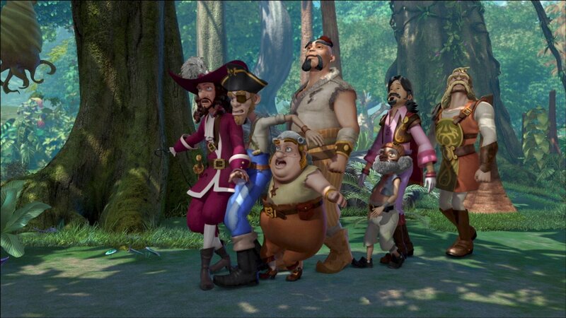 Captain Hook und seine Piraten sind ausnahmsweise mal nicht zu Wasser, sondern zu Fuß unterwegs. – Bild: ZDF/​DQ Entertainment