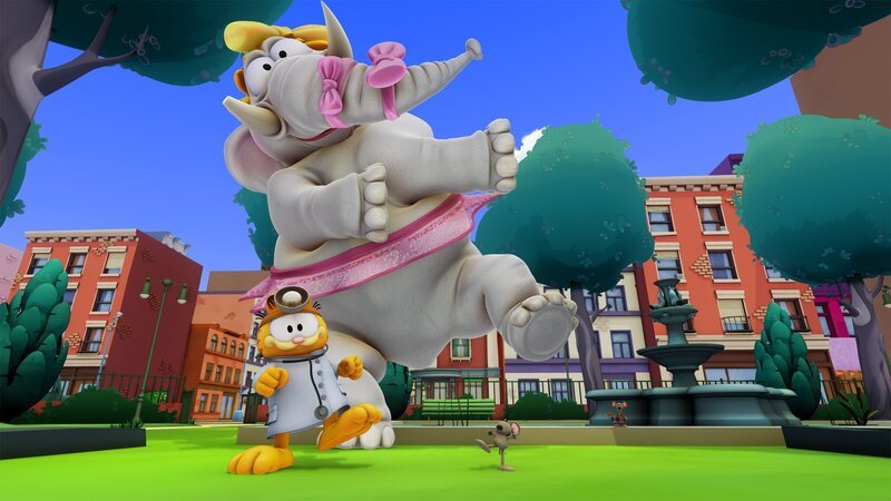 Garfield versucht dem neuen Autor Humor beizubringen. – Bild: HR/​DARGAUD MEDIA