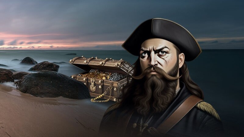 Im April 1720 machte der französische Pirat Olivier Levasseur, bekannt unter dem Namen La Buse (Bussard), große Beute. Sein Anteil an dem Schatz, den er angeblich versteckt hat, wurde bis heute nicht gefunden. – Bild: 3sat