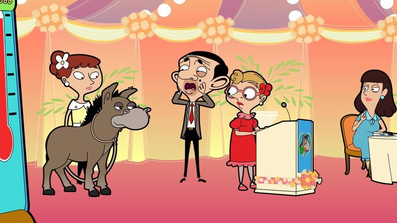 Sandra (l.), Mr. Bean (m.), Irma Gobb (2.v.r.) – Bild: Tiger Aspect Kids & Family