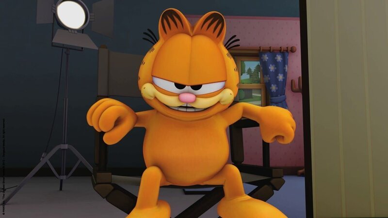 Garfield ist irgendwann so genervt von Renfrews andauerndem Gemecker, dass er beschließt, ihm ein Leben als Katze zu ermöglichen. – Bild: HR/​Dargaud Media/​MediaToon/​Paws Inc./​France 3