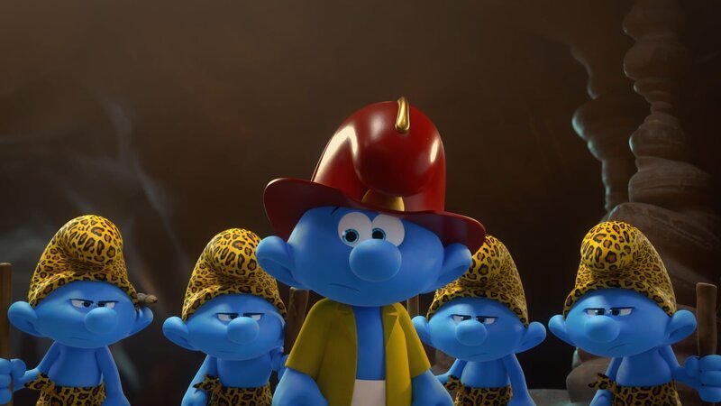 Clumsy hat noch nicht begriffen, in welchem Paralleluniversum er gelandet ist. – Bild: KiKA/​Peyo Productions, Dupuis Édition & Audiovisuell