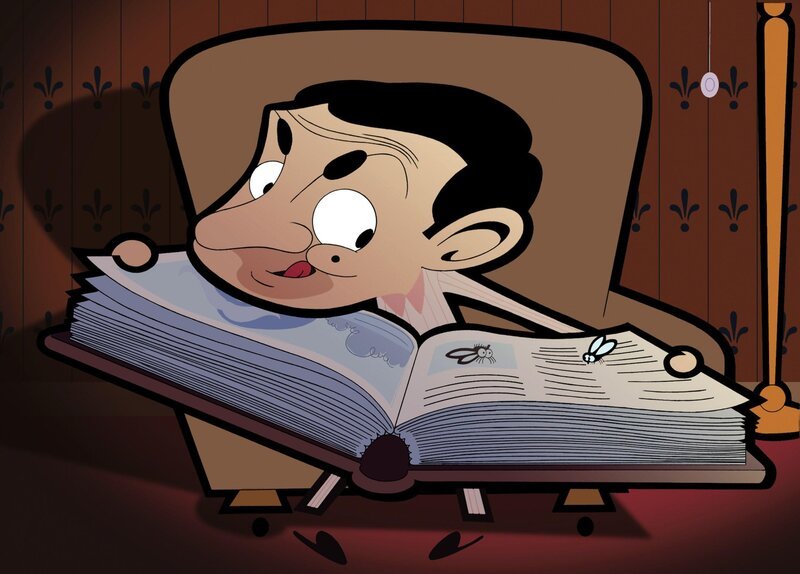 Mr. Bean wollte eigentlich nur in Ruhe ein Buch lesen, doch ist er dabei von einer lästigen Fliege gestört worden. – Bild: Cartoonito