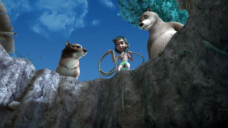 Glücklicherweise hat Mogli Phaonas Plan durchschaut und kann nun mit Balus Hilfe Akela aus der Grube retten. – Bild: ZDF/​DQ Entertainment