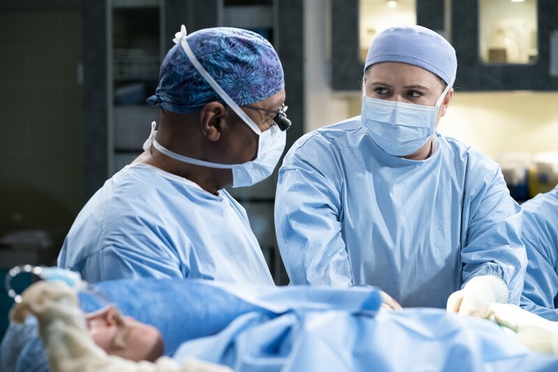 Grosses Vorbild (l-r): James Pickens Jr. als Dr. Richard Webber, Jaicy Elliot als Dr. Taryn Helm – Bild: ABC Studios /​ Eric McCandless Lizenzbild frei