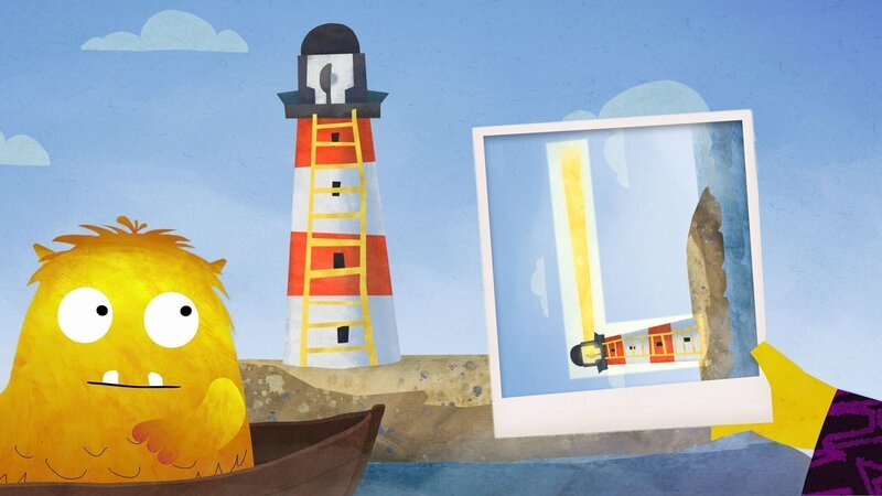 Nitso sucht das L und findet einen kaputten Leuchtturm ohne Licht. – Bild: KiKA/​Filmakademie Baden-Württemberg GmbH/​Eagle Eye