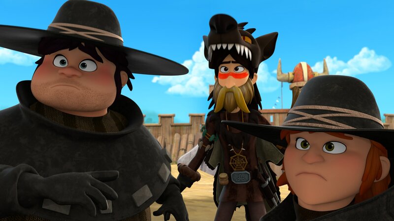 Der neue Schamane (Mitte) ist in Wirklichkeit Jack, der Anführer der Räuberbande, die im Wald von Sherwood haust. – Bild: ZDF/​Method Animation/​ZDF Studios