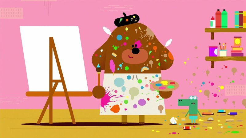 Duggee und die Quirlies malen Kunstwerke. – Bild: WDR/​BBC Studios/​Studio AKA