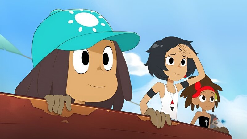 Team Tiki kommt an der Schildkröteninsel an. – Bild: WDR/​Cyber Group Studios