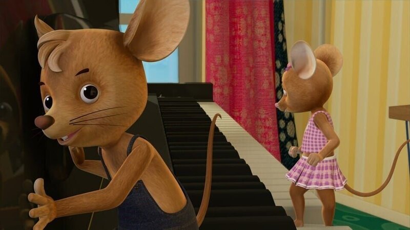 Woher kommen die schönen Töne? , fragt sich Jo. Während Naya die Klaviertasten ausprobiert. – Bild: ZDF/​Scopas Medien AG