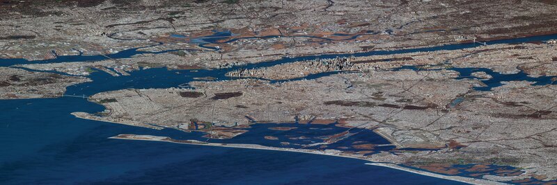 New York: Mit etwas mehr als acht Millionen Einwohnern ist New York City die bevölkerungsreichste Stadt der Vereinigten Staaten. Schon heute lebt mehr als die Hälfte der Weltbevölkerung in Städten. – Bild: ZDF und Maxar Technologies