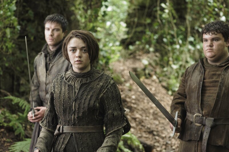 Gendry (Joe Dempsie, li.), Arya (Maisie Williams) und Hot Pie (Ben Hawkey) – Bild: Turner /​ HOME BOX OFFICE, INC.