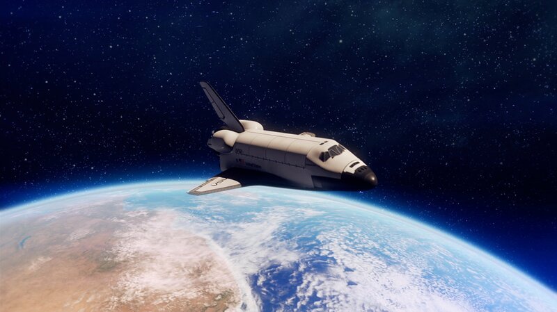 CGI IMAGE: Spaceship in space with Earth in the background. – Bild: NGC