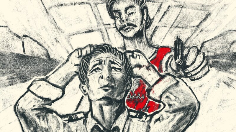 Pilot in den Händen des Entführers. – Bild: Cendra Polsner /​ BR