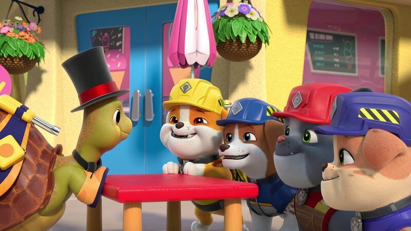 v.li.: Mr. McTurtle, Rubble, Wheeler, Charger, Mix – Bild: Paramount v.li.: Mr. McTurtle, Rubble, Wheeler, Charger, Mix – Bild: Paramount