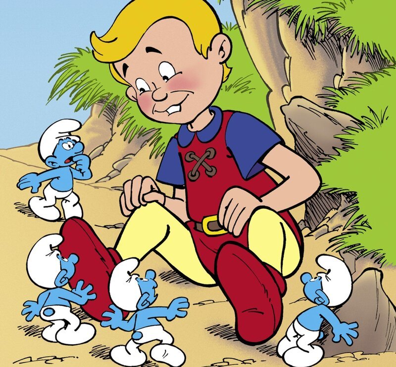 Der kleine Riese hat sich verirrt und tappt mitten ins Schlumpfenland. – Bild: Fix und Foxi Der kleine Riese hat sich verirrt und tappt mitten ins Schlumpfenland. – Bild: Fix und Foxi