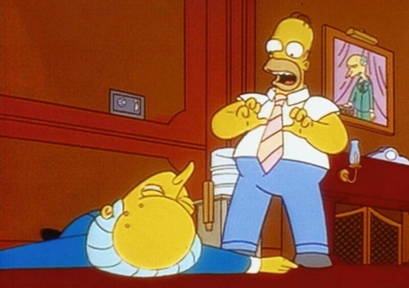 In einem Wutanfall hat Homer (re.) Burns niedergeschlagen. – Bild: PR7; ProSieben Media AG
