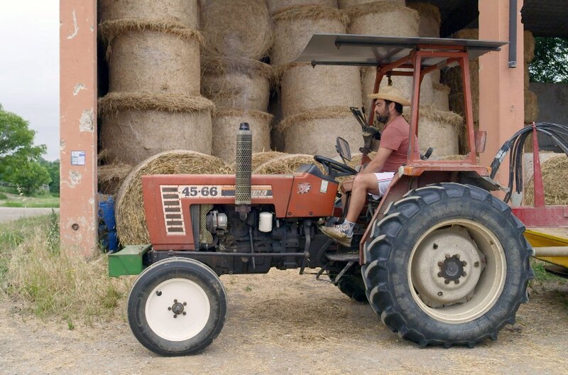Züchter Giovanni Goldoni beim Transport von Heu für seine Rinder – Bild: ZDF /​ Florianfilm