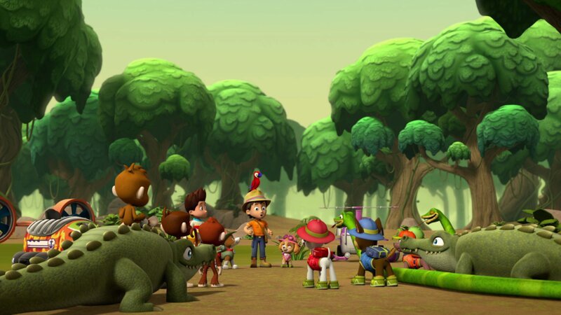 Hinter, l-r: Ryder, Tracker, Carlos, Matea (oben), Skye – Bild: Paramount