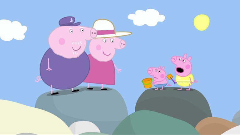 L-R: Grandpa Pig, Granny Pig, George Pig, Peppa Pig – Bild: Paramount
