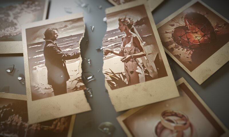 Die große Liebe soll es sein! Doch auf „Wolke Sieben“ folgt bei vielen Promi-Paaren oft der große Knall. – Bild: Grafik: Kawom! /​ ZDF