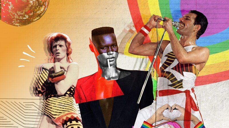 David Bowie, Grace Jones und Freddie Mercury – drei Ikonen des queeren Pop. – Bild: ZDF und Cola Rérat