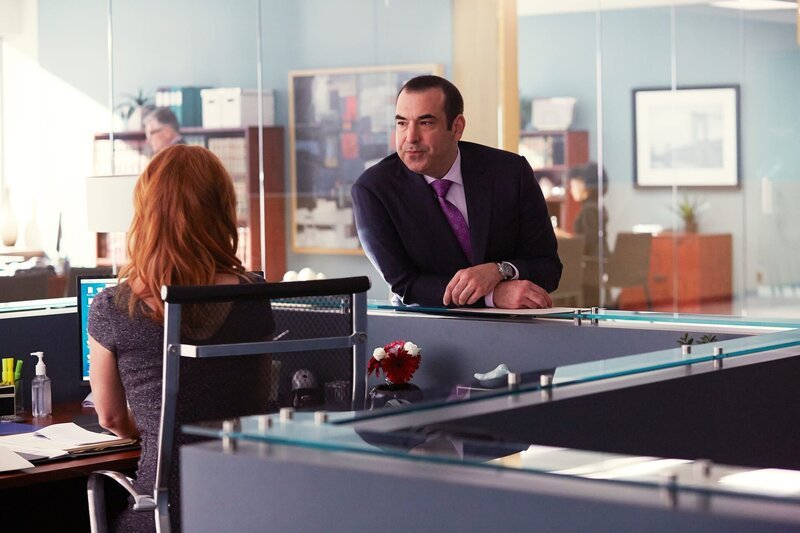 Während Louis (Rick Hoffman) versucht, Mikes Geheimnis zu lüften, bleibt Donna (Sarah Rafferty) ihm stets einen Schritt voraus. Doch Louis kommt der Wahrheit gefährlich nah – und Donna gerät zunehmend unter Druck. – Bild: ZDF und USA Network
