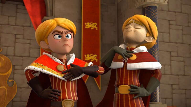 Prinz John will eine lebensechte Statue von sich selbst mit Gold überziehen lassen. Doch woher soll er das Gold nehmen? – Bild: ZDF/​Method Animation/​ZDF Studios