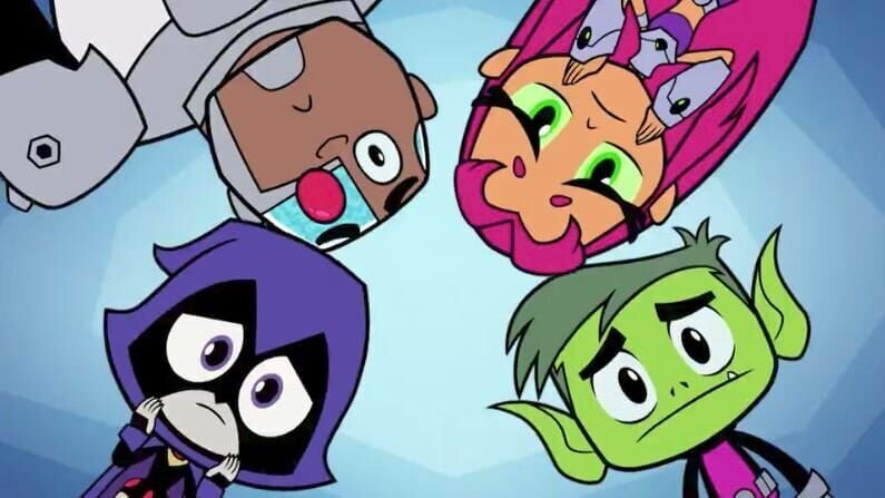 Oben, v.li.: Cyborg, Starfire. Unten, v.li.: Raven, Beast Boy. – Bild: The Cartoon Network, Inc. A Time Warner Company
