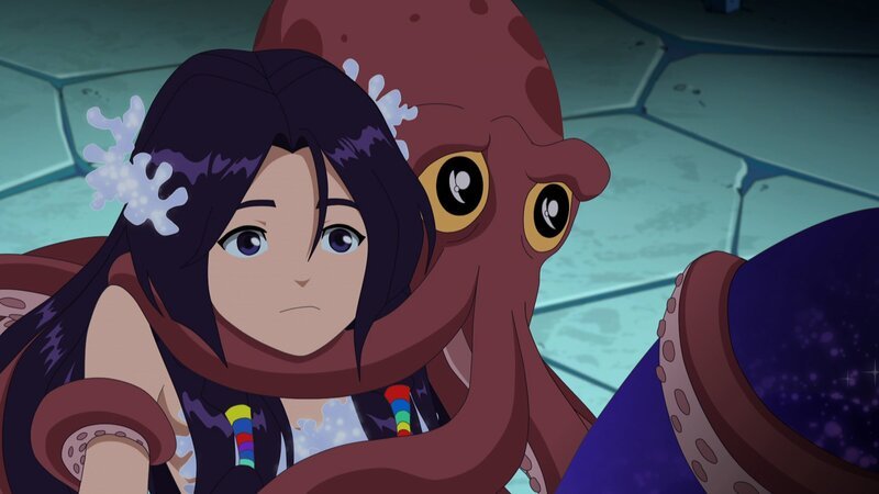 Cleo und Krake Dany sind auf dem Weg ins Meer. – Bild: ZDF und Les Cartooneurs Associés